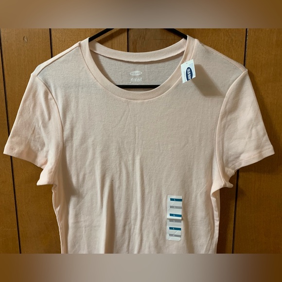 NWT Old Navy Fitted T-shirt Tee Short Sleeve Tee Top Pink Sz L - Picture 2 of 9